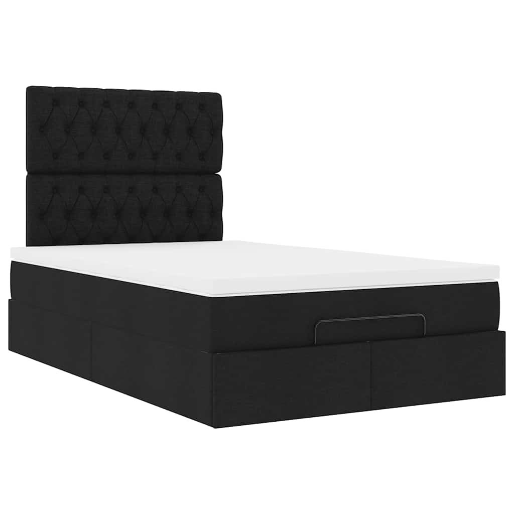 Ottoman bed met matras 120x190 cm stof zwart