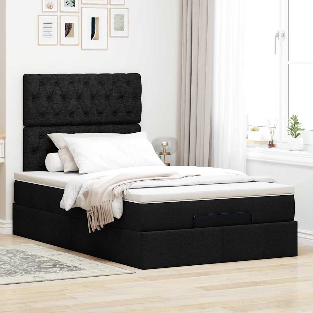 Ottoman bed met matras 120x190 cm stof zwart