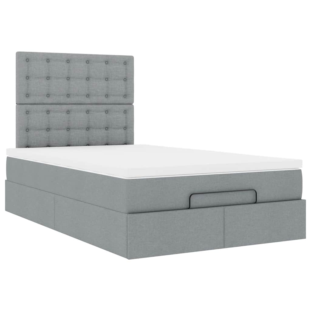 Ottoman bed met matras 120x190 cm stof lichtgrijs