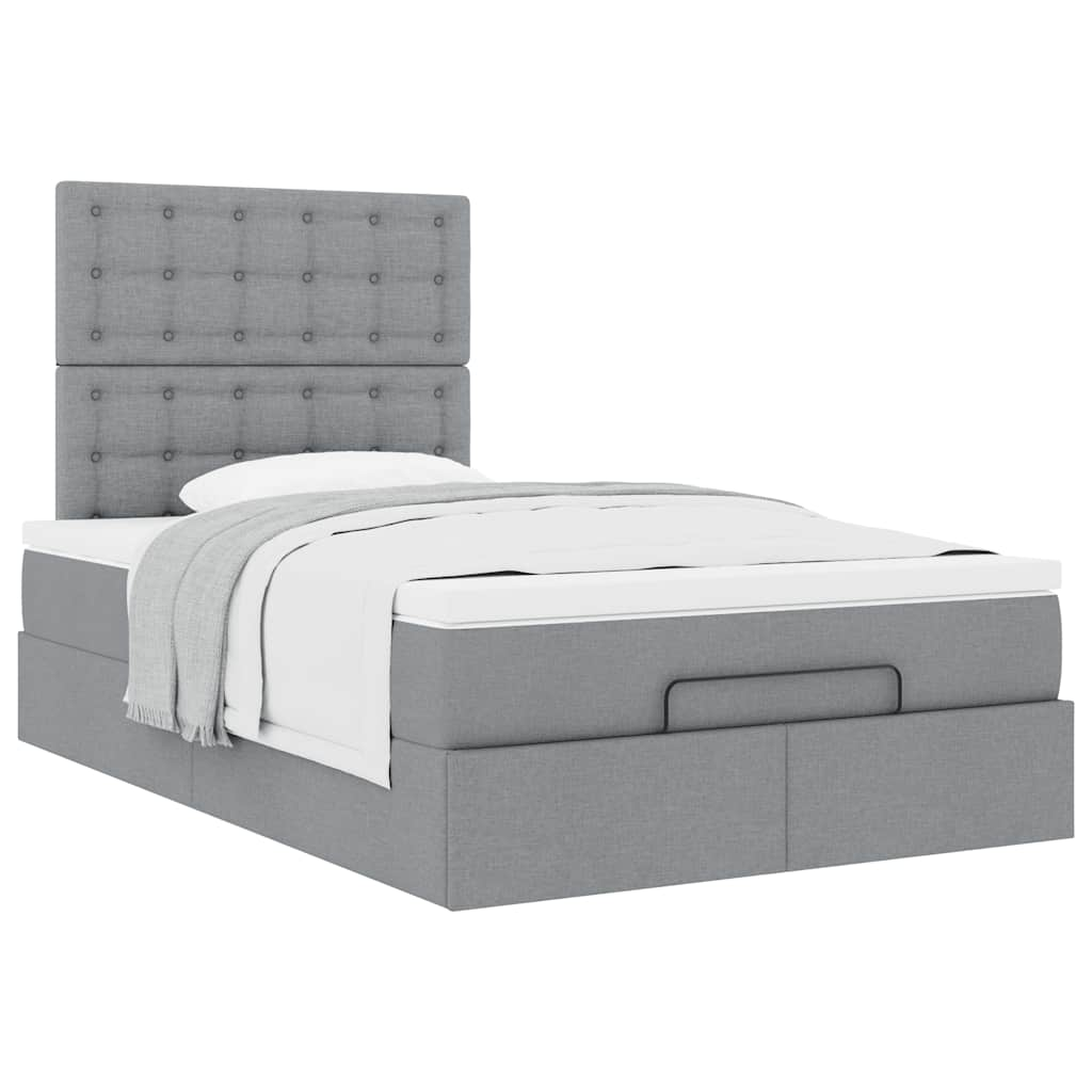 Ottoman bed met matras 120x190 cm stof lichtgrijs