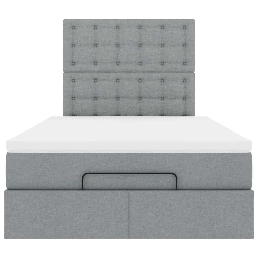 Ottoman bed met matras 120x190 cm stof lichtgrijs