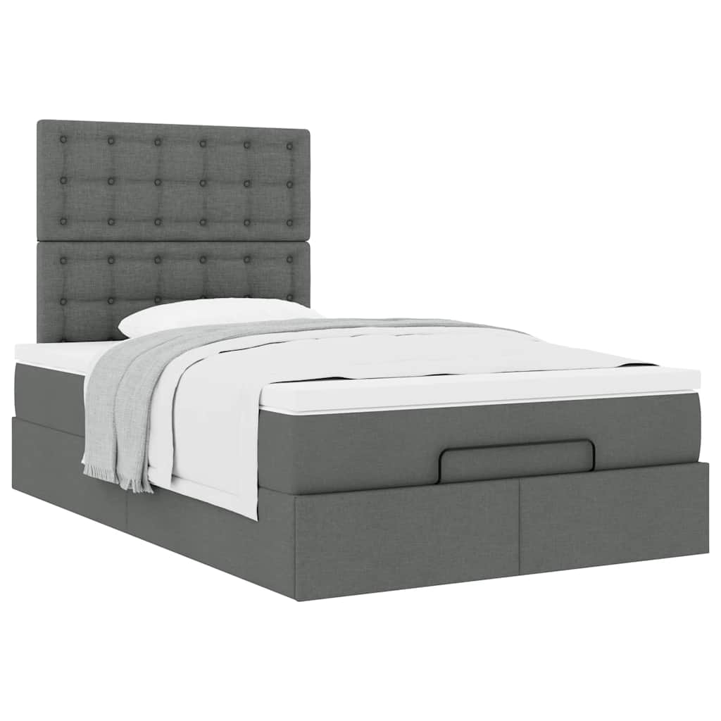 Ottoman bed met matras 120x190 cm stof donkergrijs