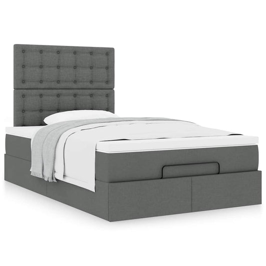 Ottoman bed met matras 120x190 cm stof donkergrijs