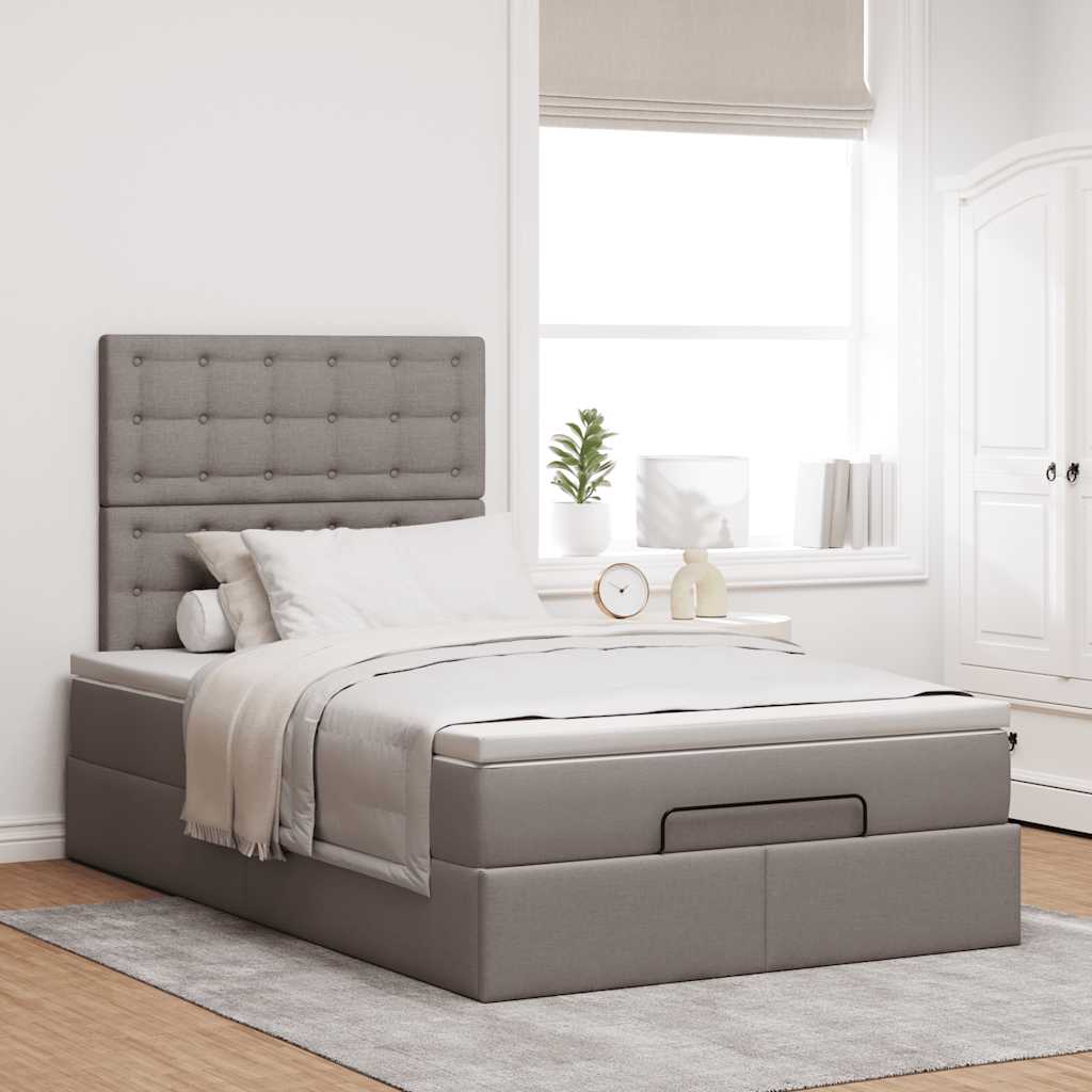 Ottoman bed met matras 120x190 cm stof taupe