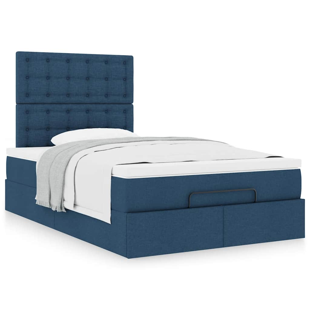 Ottoman bed met matras 120x190 cm stof blauw