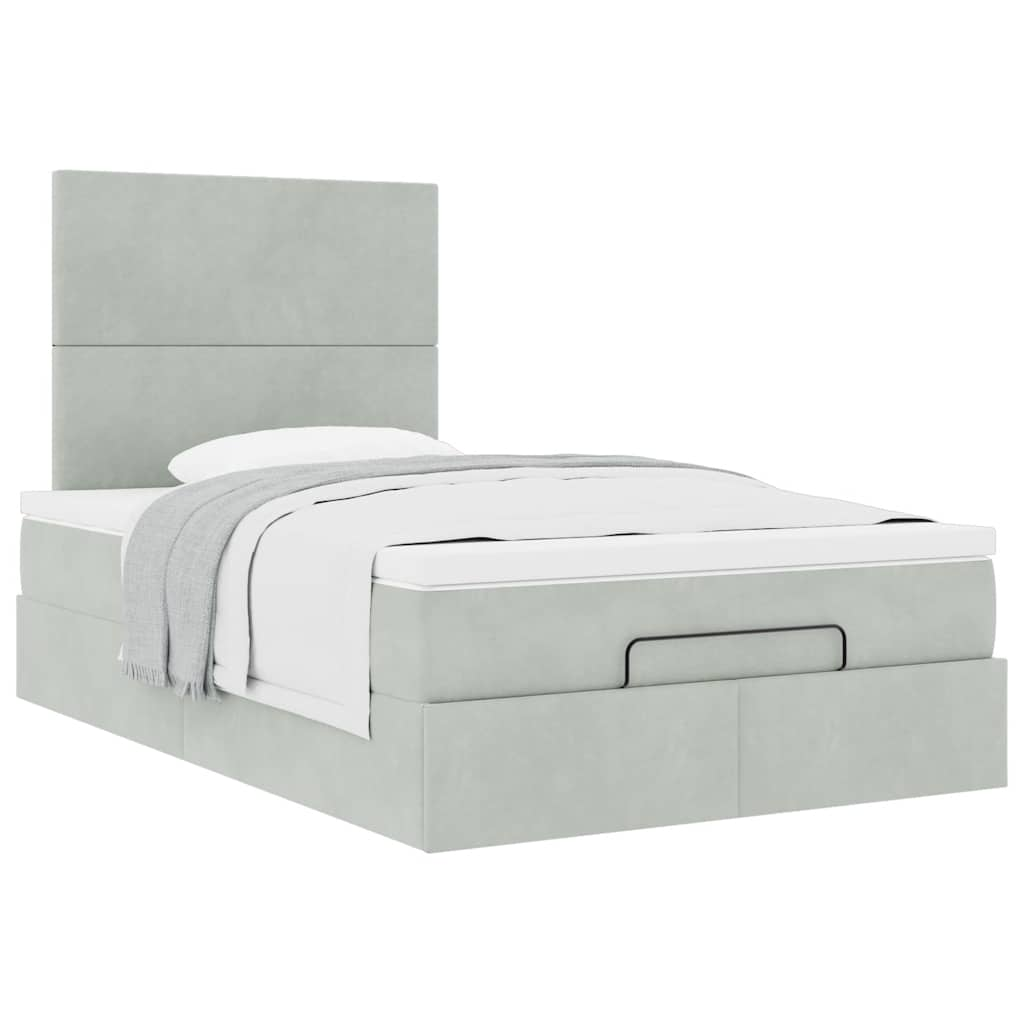 Ottoman bed met matrassen 120x190cm fluweel lichtgrijs