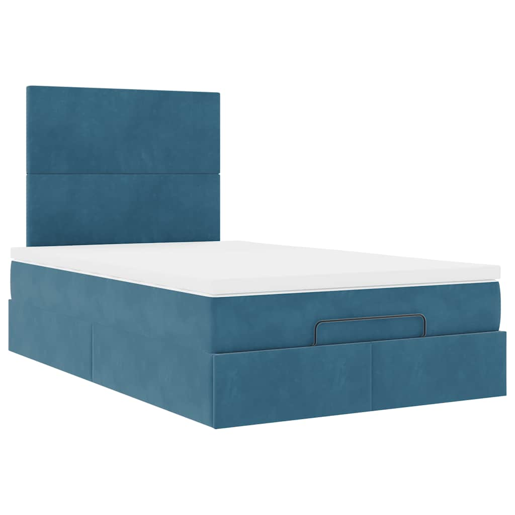 Ottoman bed met matrassen 120x190cm fluweel donkerblauw