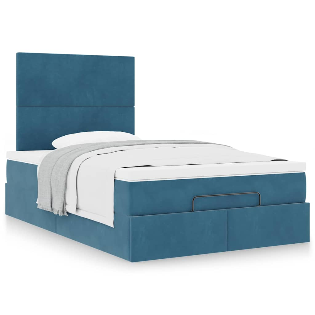 Ottoman bed met matrassen 120x190cm fluweel donkerblauw