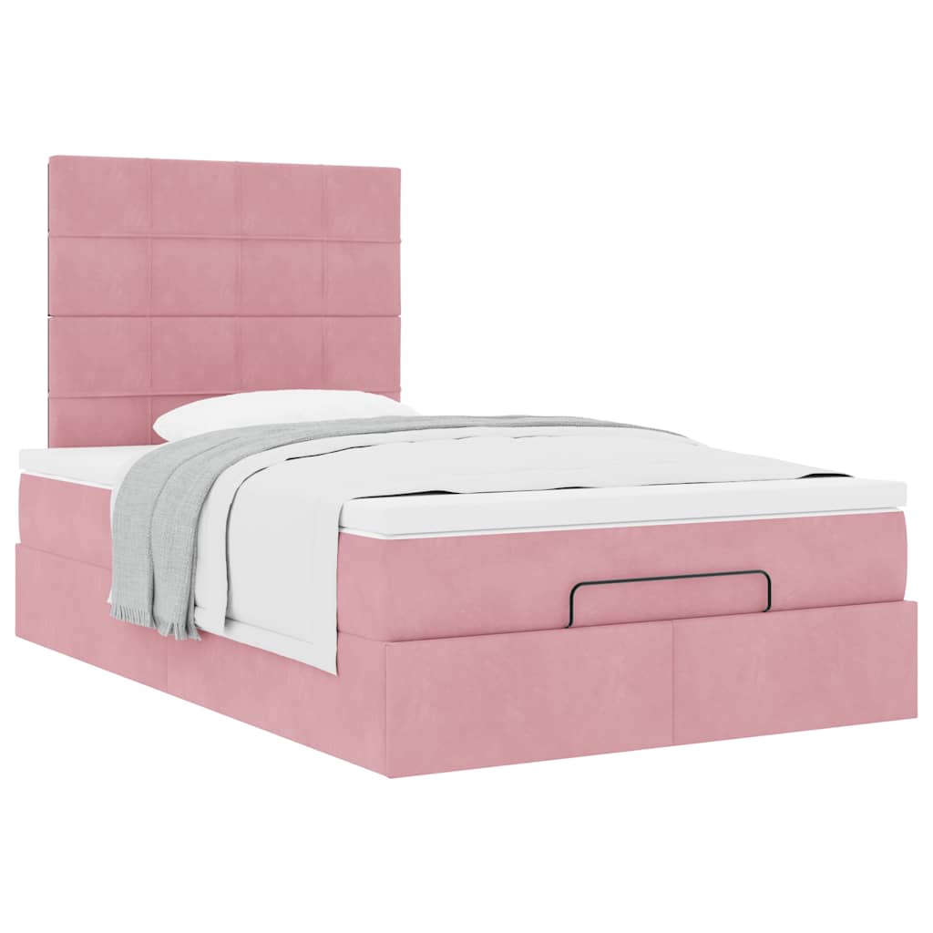 Ottoman bed met matrassen 120x190cm fluweel roze