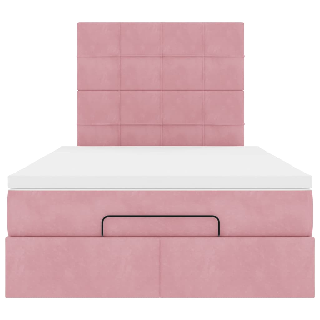 Ottoman bed met matrassen 120x190cm fluweel roze