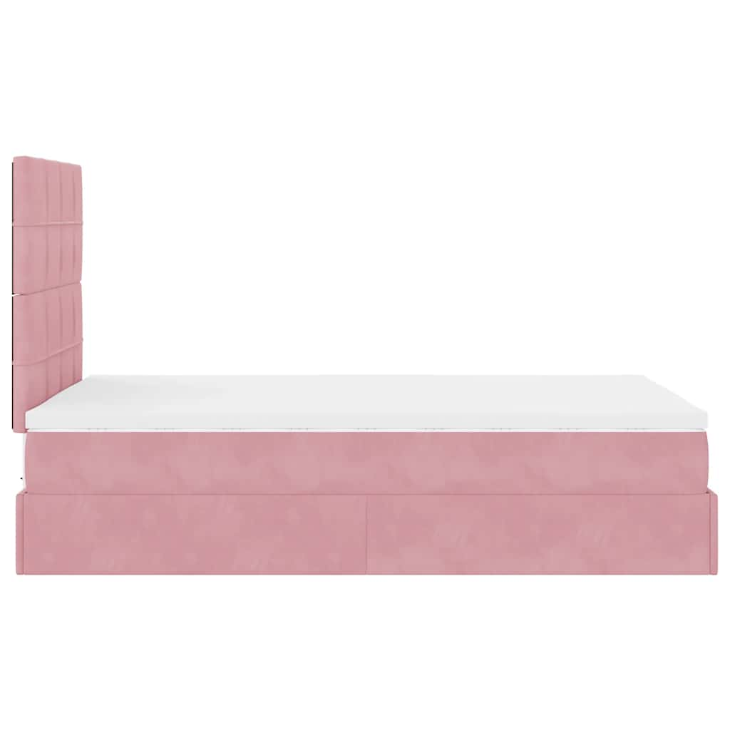 Ottoman bed met matrassen 120x190cm fluweel roze