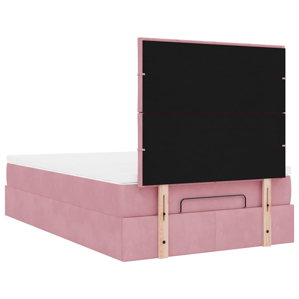 Ottoman bed met matrassen 120x190cm fluweel roze