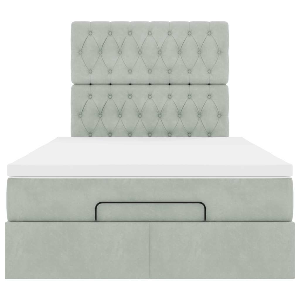 Ottoman bed met matrassen 120x190cm fluweel lichtgrijs