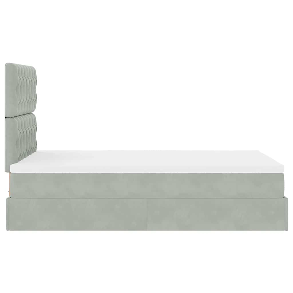 Ottoman bed met matrassen 120x190cm fluweel lichtgrijs