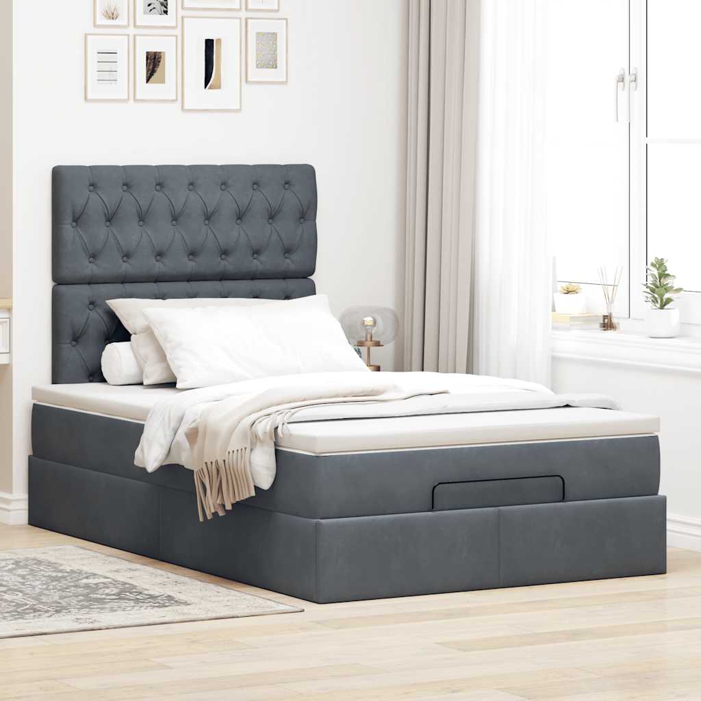 Ottoman bed met matrassen 120x190cm fluweel donkergrijs