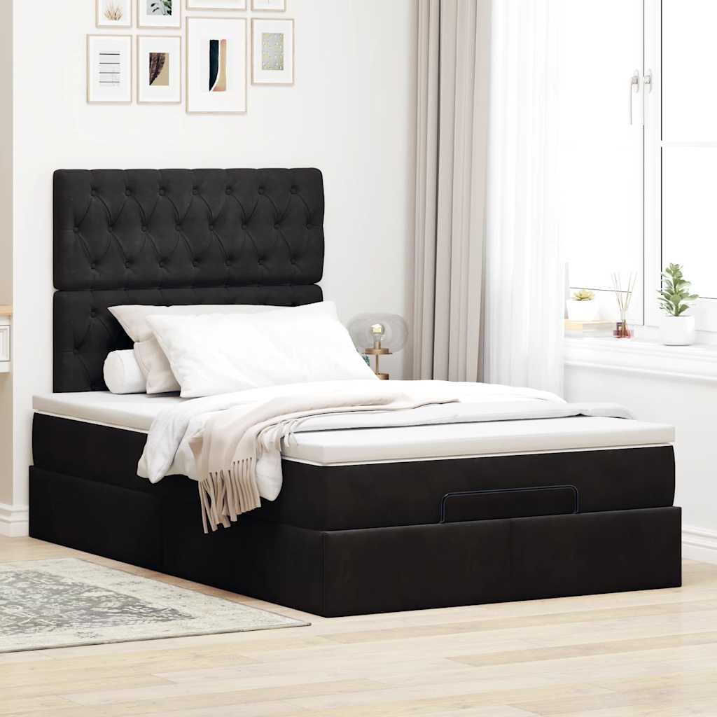 Ottoman bed met matrassen 120x190cm fluweel zwart