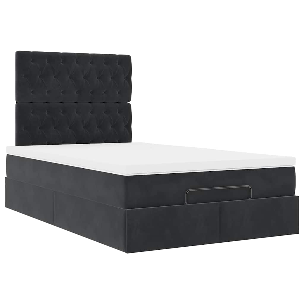 Ottoman bed met matrassen 120x190cm fluweel zwart