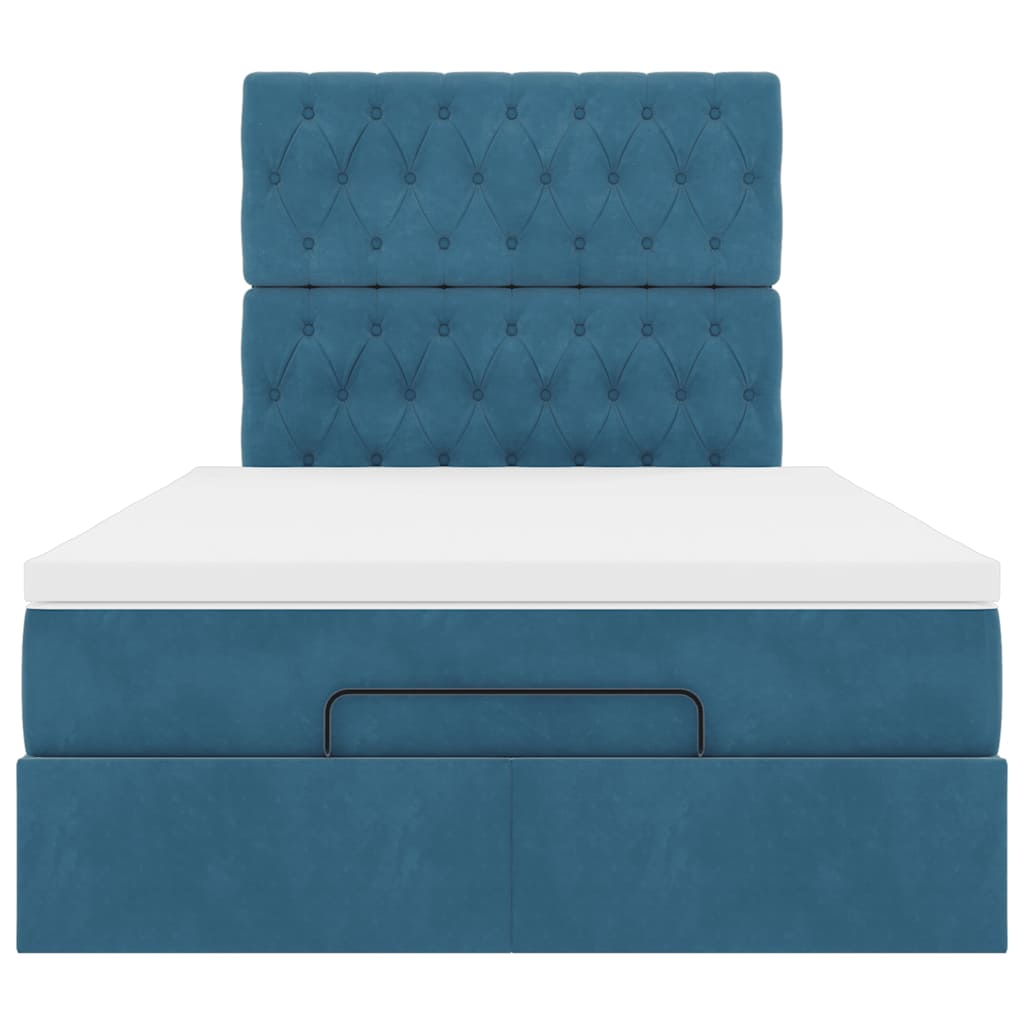 Ottoman bed met matrassen 120x190cm fluweel donkerblauw