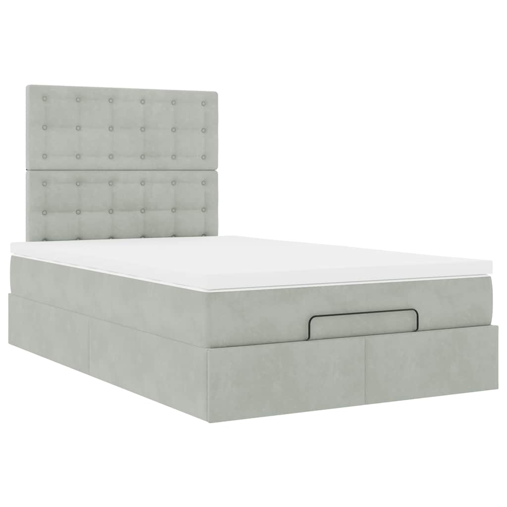 Ottoman bed met matrassen 120x190cm fluweel lichtgrijs