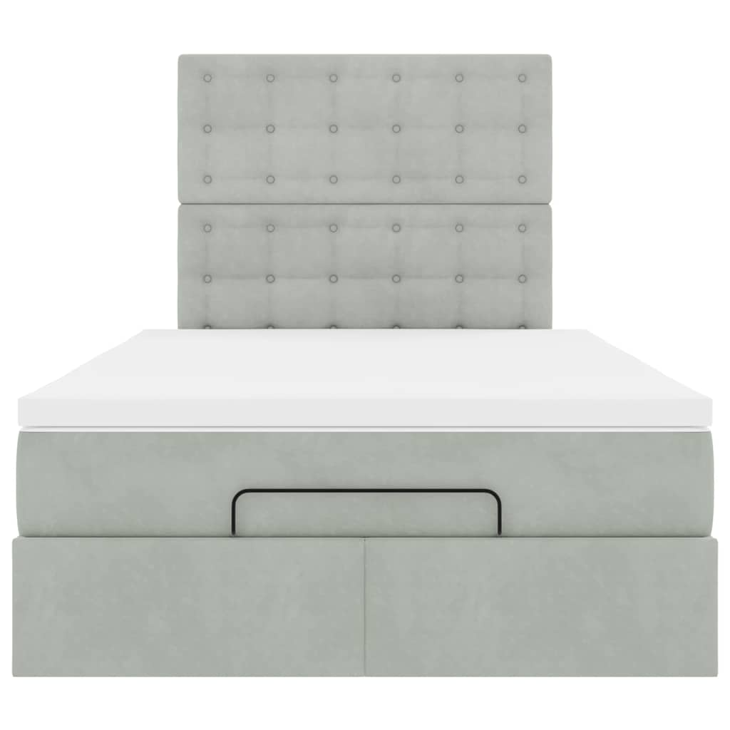 Ottoman bed met matrassen 120x190cm fluweel lichtgrijs