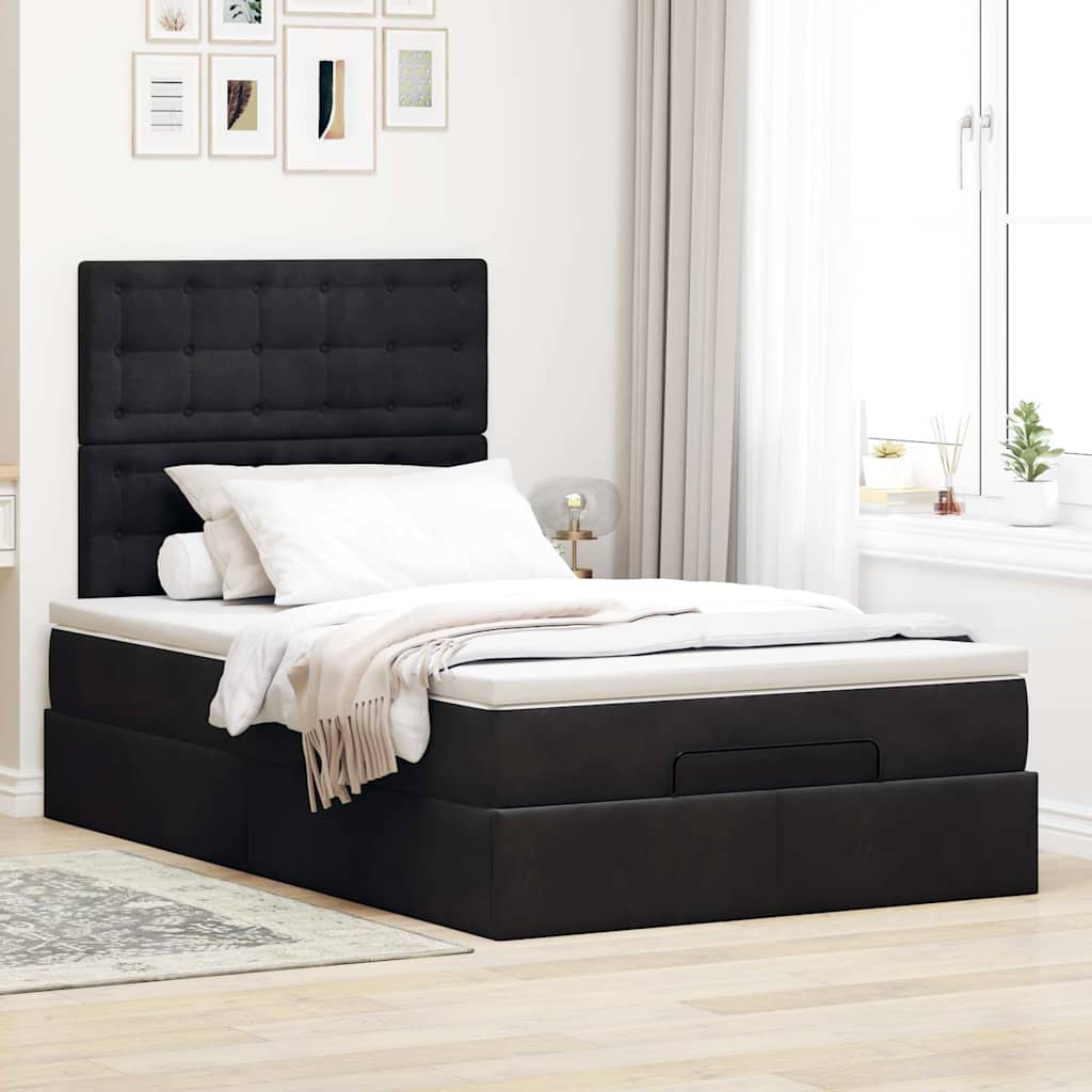 Ottoman bed met matrassen 120x190cm fluweel zwart