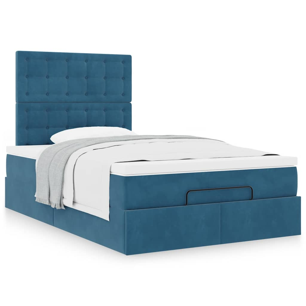 Ottoman bed met matrassen 120x190cm fluweel donkerblauw