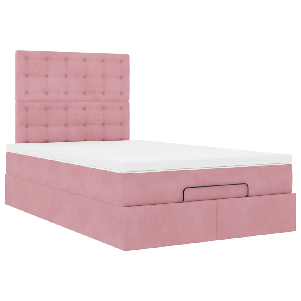 Ottoman bed met matrassen 120x190cm fluweel roze