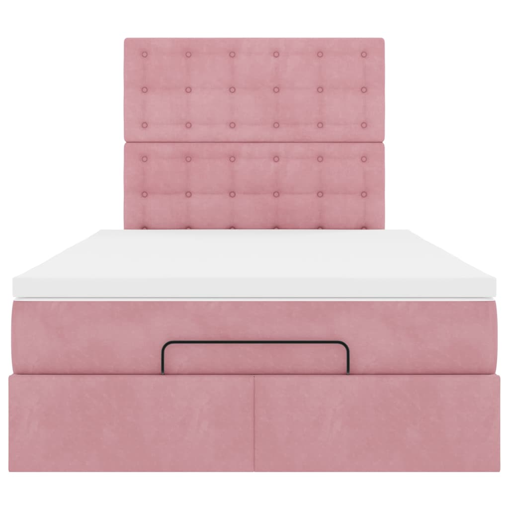 Ottoman bed met matrassen 120x190cm fluweel roze