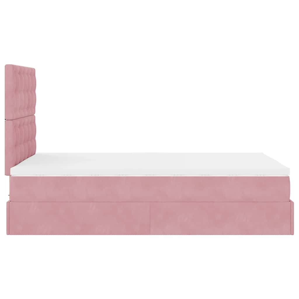 Ottoman bed met matrassen 120x190cm fluweel roze