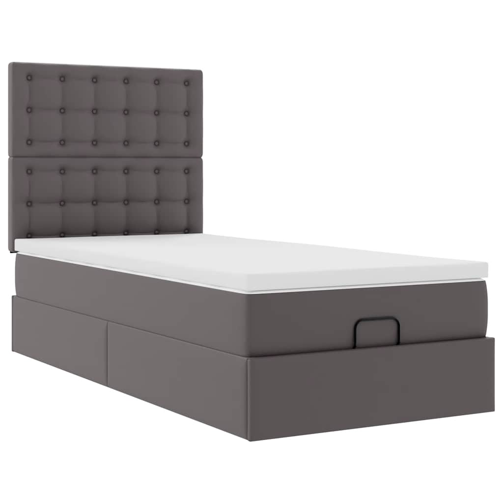 Ottoman bed met matras en LED's 90x190cm kunstleer grijs