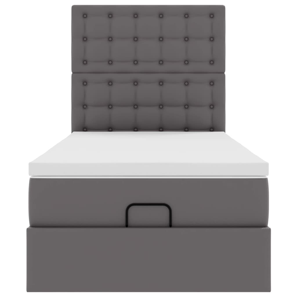 Ottoman bed met matras en LED's 90x190cm kunstleer grijs