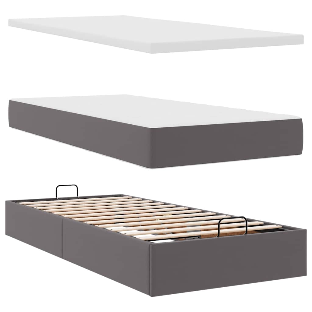 Ottoman bed met matras en LED's 90x190cm kunstleer grijs