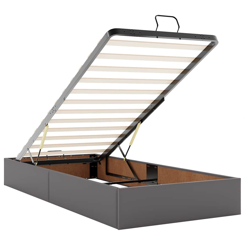 Ottoman bed met matras en LED's 90x190cm kunstleer grijs