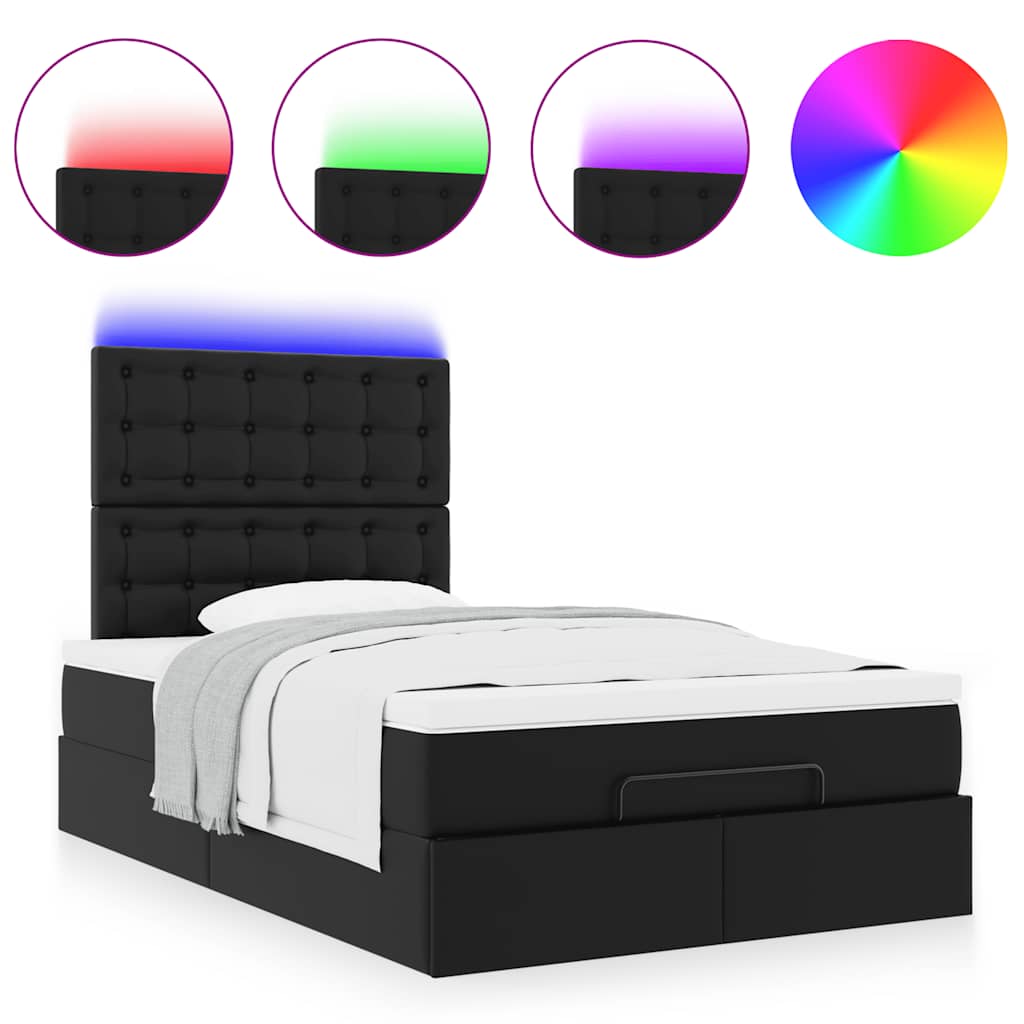 Ottoman bed met matras en LED's 120x190 cm kunstleer zwart