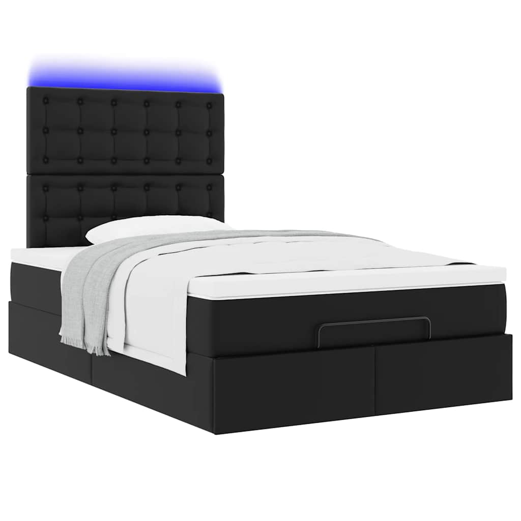 Ottoman bed met matras en LED's 120x190 cm kunstleer zwart