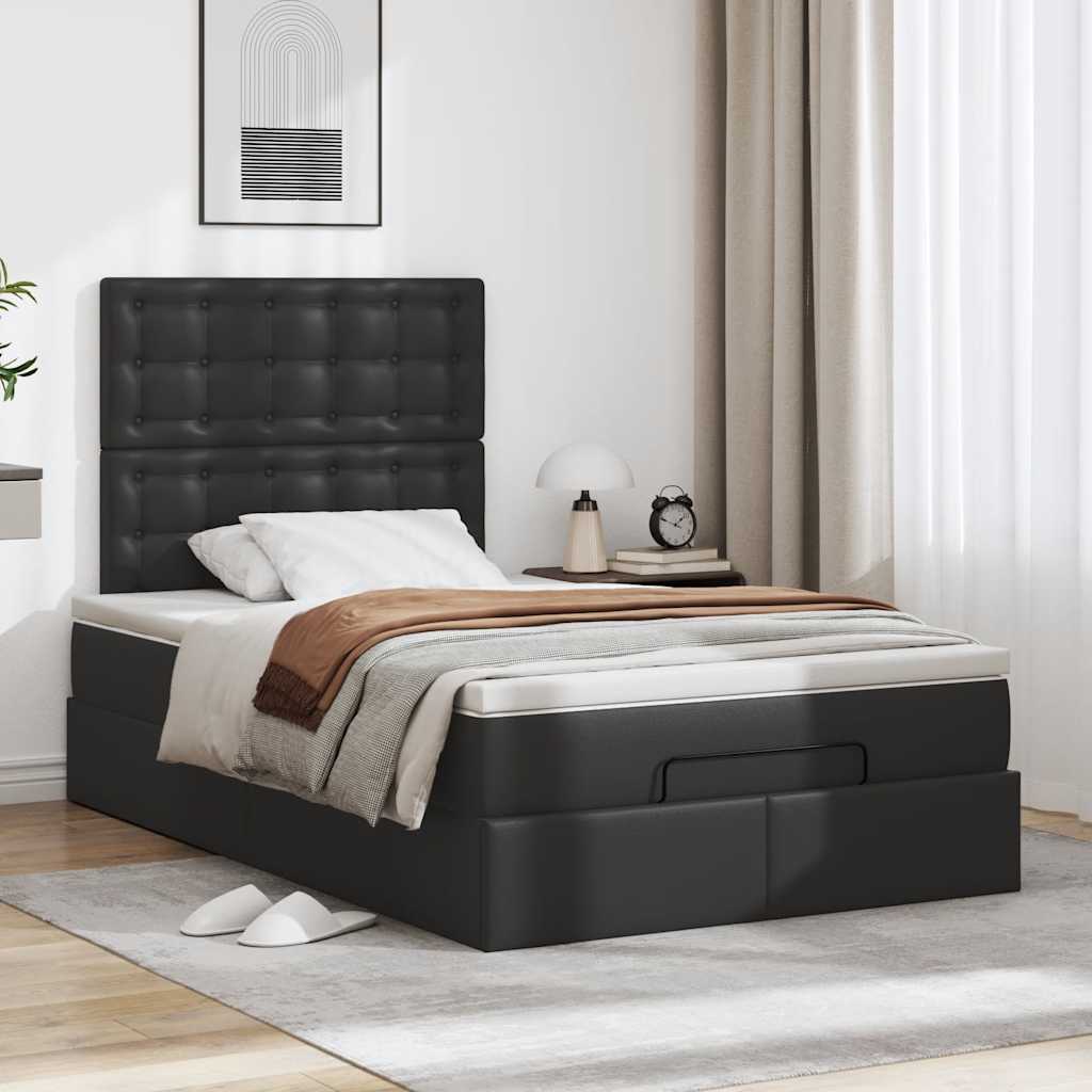 Ottoman bed met matras en LED's 120x190 cm kunstleer zwart