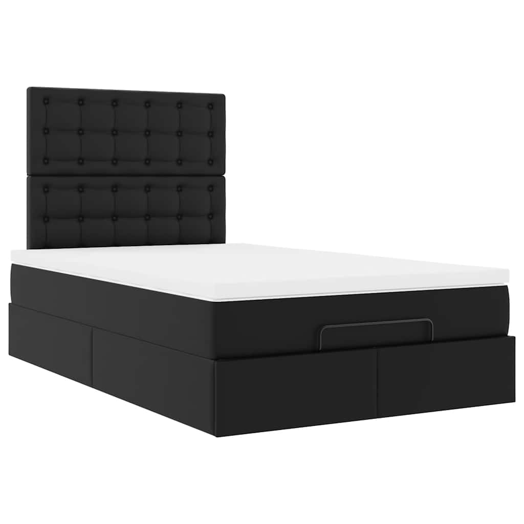 Ottoman bed met matras en LED's 120x190 cm kunstleer zwart