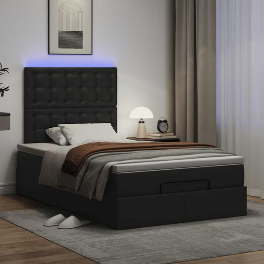 Ottoman bed met matras en LED's 120x190 cm kunstleer zwart