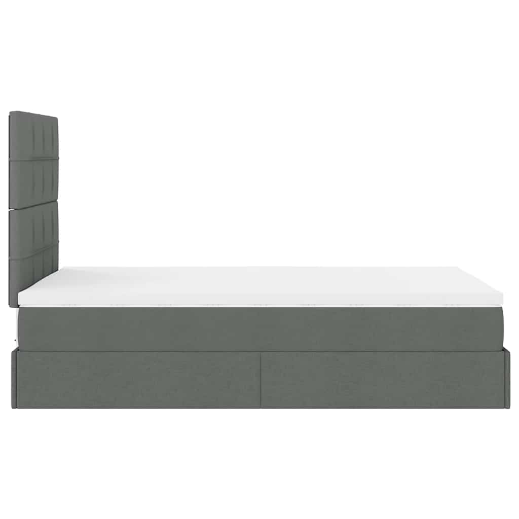 Ottoman bed met matras en LED's 120x190 cm stof donkergrijs