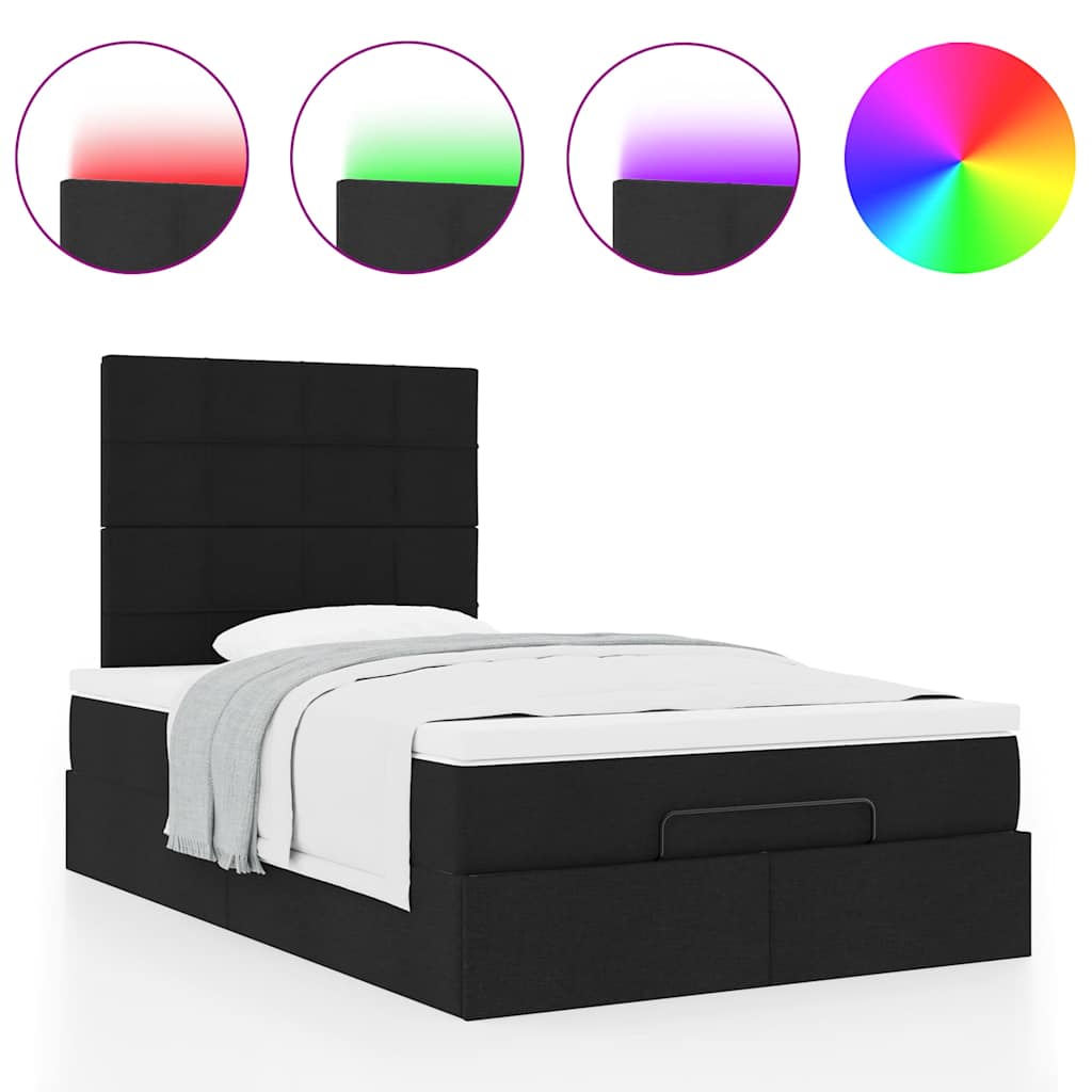 Ottoman bed met matras en LED's 120x190 cm stof zwart