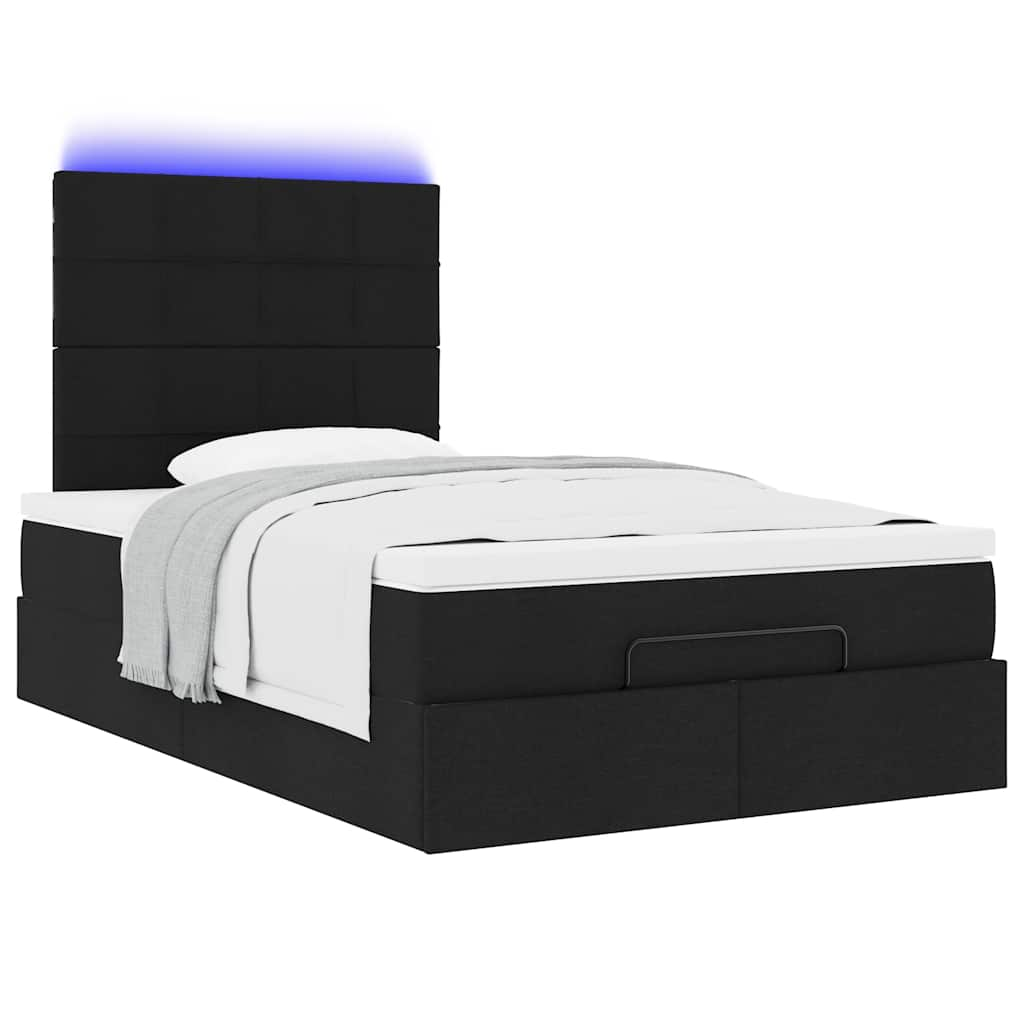 Ottoman bed met matras en LED's 120x190 cm stof zwart