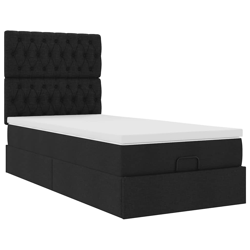 Ottoman bed met matras en LED's 90x190cm stof zwart