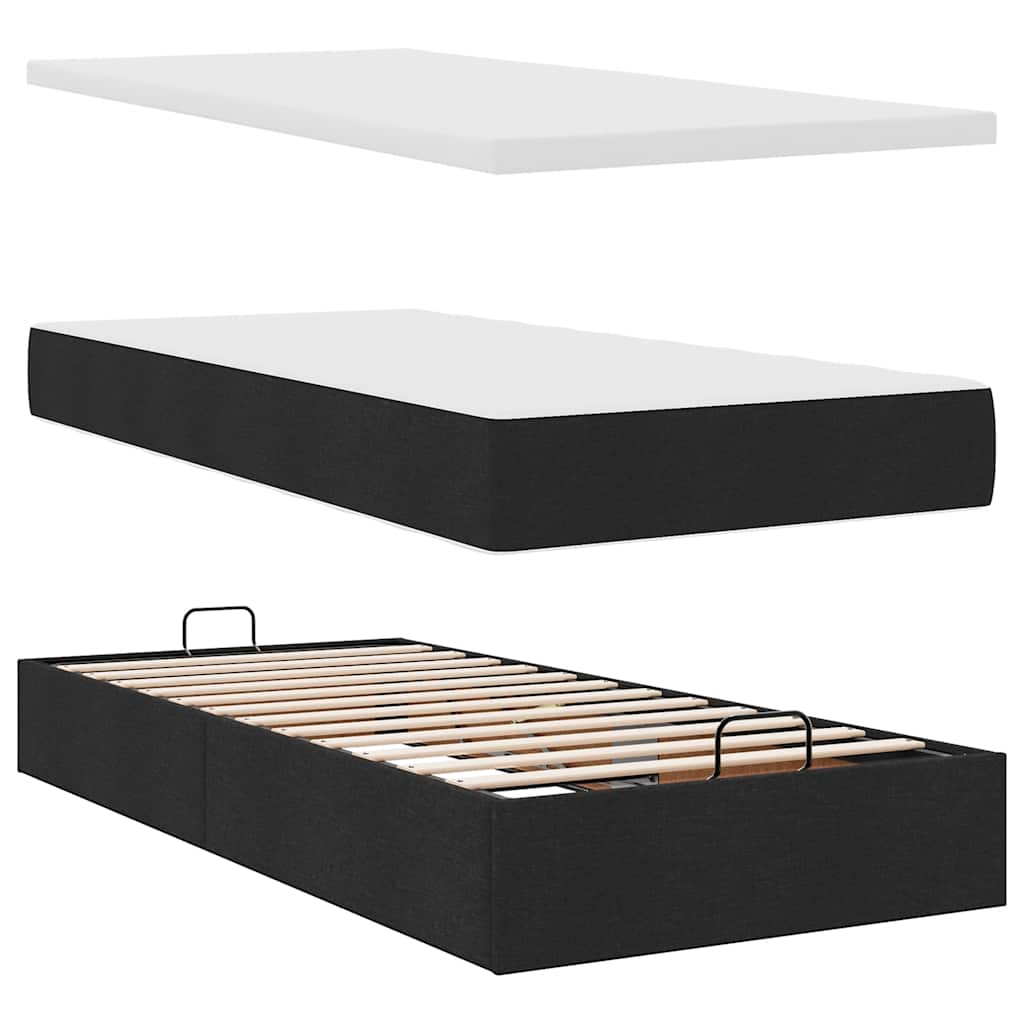 Ottoman bed met matras en LED's 90x190cm stof zwart