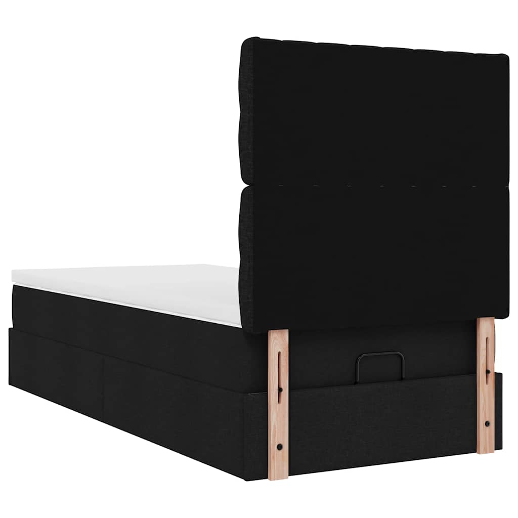 Ottoman bed met matras en LED's 90x190cm stof zwart