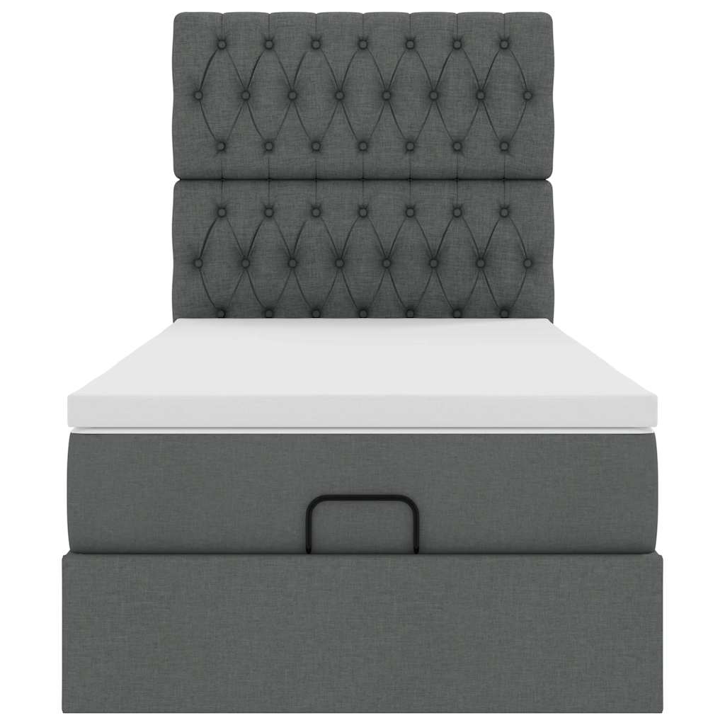 Ottoman bed met matras en LED's 90x200cm stof donkergrijs