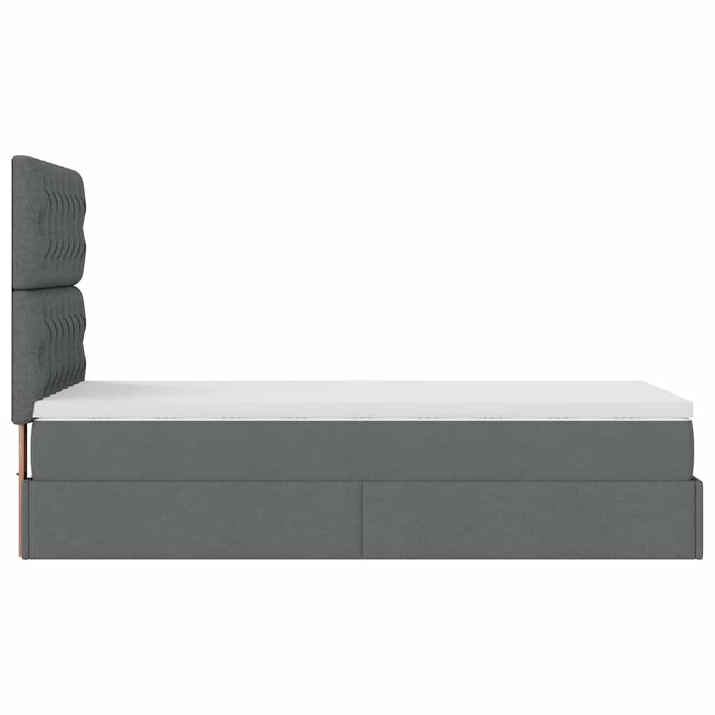 Ottoman bed met matras en LED's 90x200cm stof donkergrijs