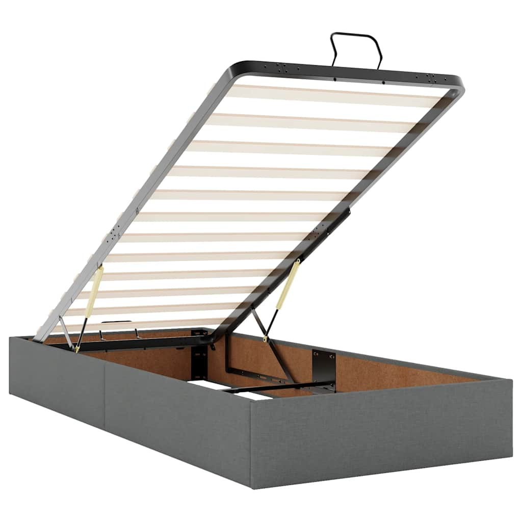 Ottoman bed met matras en LED's 90x200cm stof donkergrijs