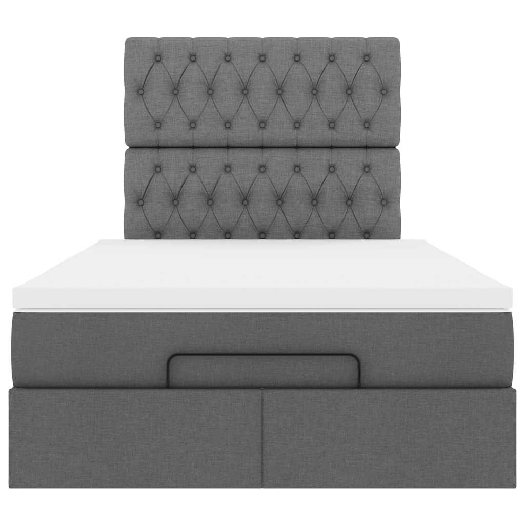 Ottoman bed met matras en LED's 120x190 cm stof donkergrijs