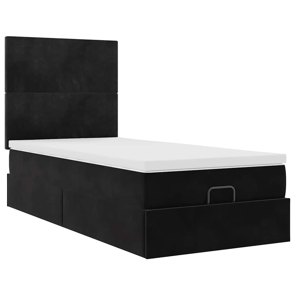 Ottoman bed met matrassen en LED's 90x190cm fluweel zwart