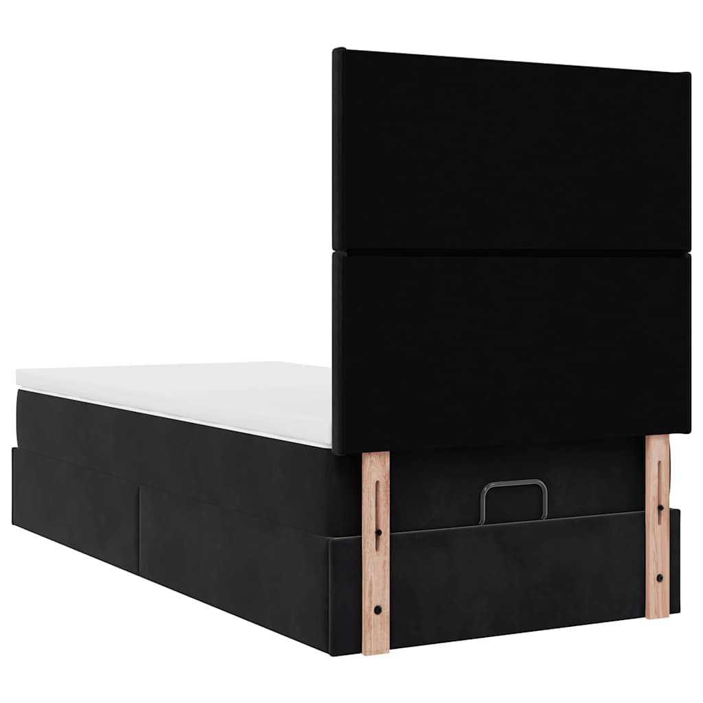 Ottoman bed met matrassen en LED's 90x190cm fluweel zwart